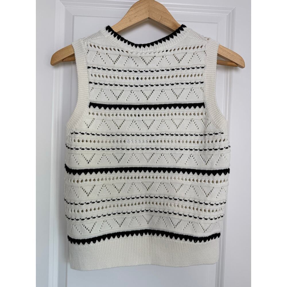 NWT Varley Athena Pointelle Knit Sweater Vest Sleeveless Cotton Egret Cream XS - Picture 6 of 10